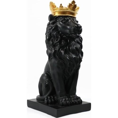 Abstract Resin Crown Lion Sculpture Animal Statue Handicraft Figurine Lion King Home Decoration Accessories Gifts Drop Shipping