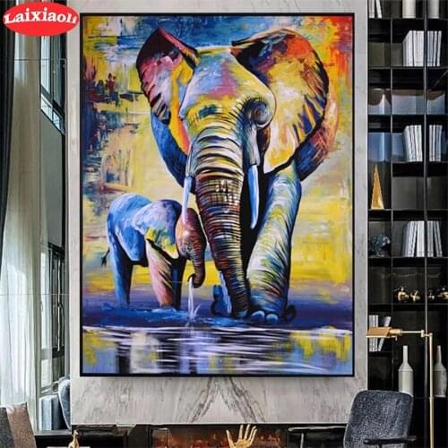 Diamond Painting Abstract animal art elephant Full Drill Square DIY Diamond Embroidery Cross Stitch Mosaic round Home Decor