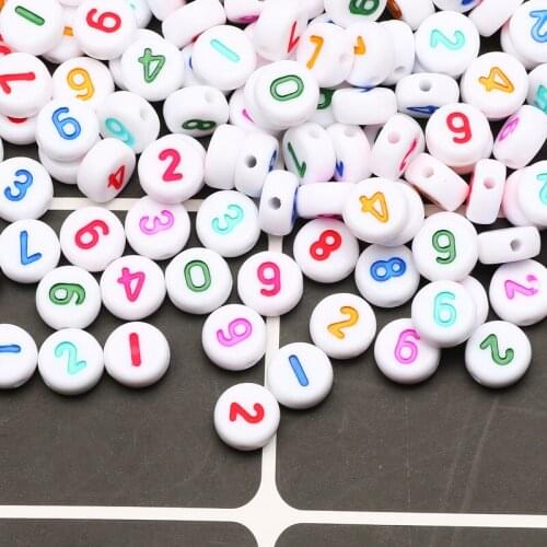 White Round 4x7mm Mixed Digital Acrylic Spacer Beads For Jewelry Making DIY Charm Necklace Bracelet Beaded Accessories