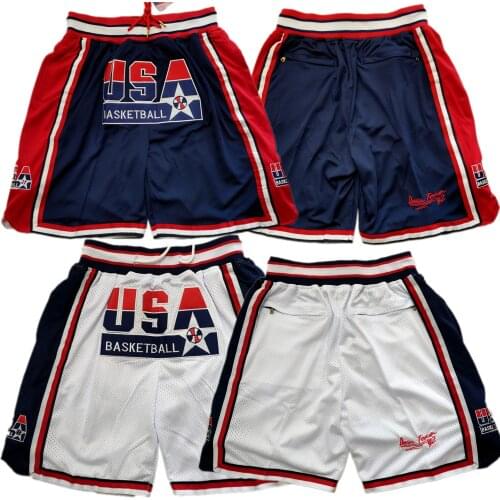 Navy 1992 USA Dream Team Basketball Shorts with Pockets Stitched