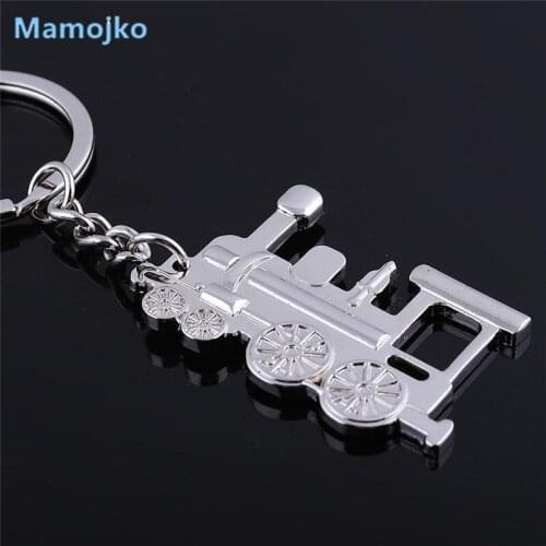 Mamojko Simple Railway Engine Key Chain Fashion Bag Buckle Key Holder For Man Women Charm HandBag Pendant Key Ring Gifts
