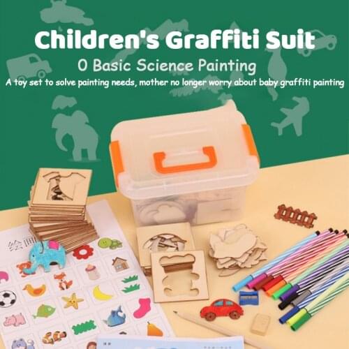 Childrens Colorful Rainbow Scratch Art Stencil Graffiti Stencil Template Crayon Children Fun Art Painting Toys For Baby Kids