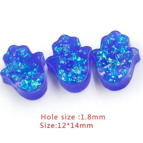 Fnixtar Synthetic Opal Hamsa Hand Loose Beads Hole Size 1.8mm Fatima Beads for Necklace & Bracelet DIY 12*14mm 20Piece/lot