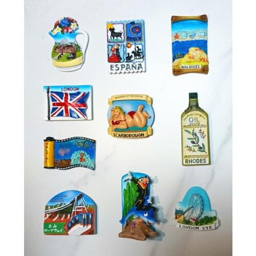 Global Tourist Souvenir Fridge Magnets Decoration Articles Handicraft Magnetic Refrigerator Collector Collection Gifts