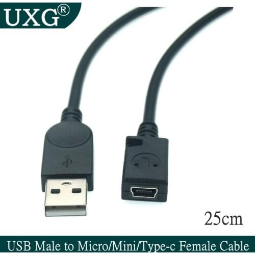 Type C Female Micro Mini USB To USB2.0 A Type Male Charging Data Cable Adapter For Phone Printer Hard Disk File Transfer Fast