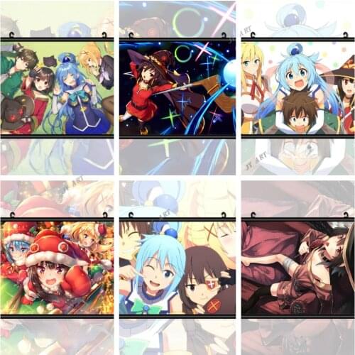 KonoSuba Megumin Darkness Japan Anime Wall Art Picture Canvas Poster Nursery Print Minimali Painting Nordic Kids Baby Room Decor