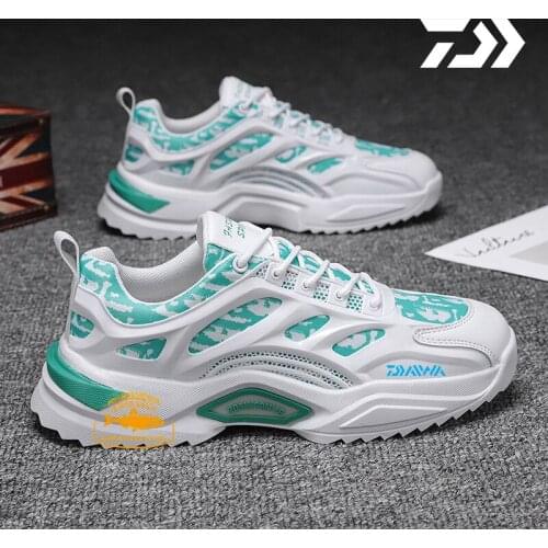 Daiwa Men Sneakers Breathable Air Mesh Outdoor Fishing Shoes Sport Shoes Couple Cushion Flats Training Running Shoes