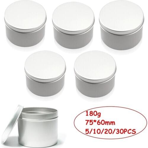 180ml Cosmetics Container Round Aluminum Candle Jar Empty Tin Metal Silver with Lids DIY Salves Skin Care Beauty Lip Balm Pot