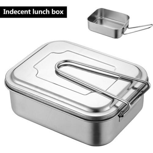 Stainless Steel Lunch Box Large Capacity Portable Rectangular Food Container With Removable Divider Student Bento Box 1200ML