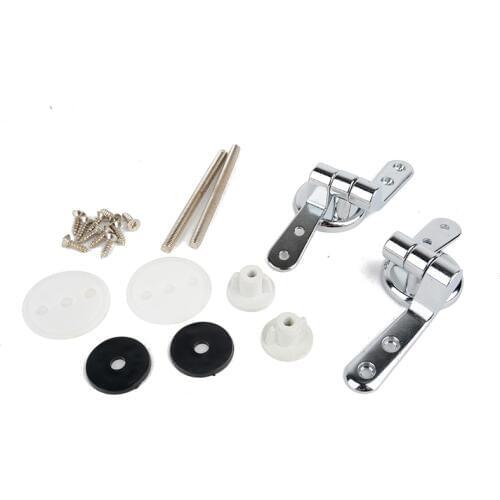 2pcs Zinc Alloy Toilet Seat Hinge Set Chrome Sturdy Replacement Toilet Repair Tool Kit