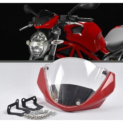 Motorcycle Windshield Head Cover Windshield Fairing for Ducati Monster 696 795 796 M1100, Red
