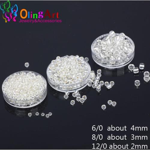 OlingArt 2MM/3MM/4MM 25g/45/85g Silver-color Core AAA Glass Seed beads/bead Spacer round DIY Bracelet necklace jewelry making