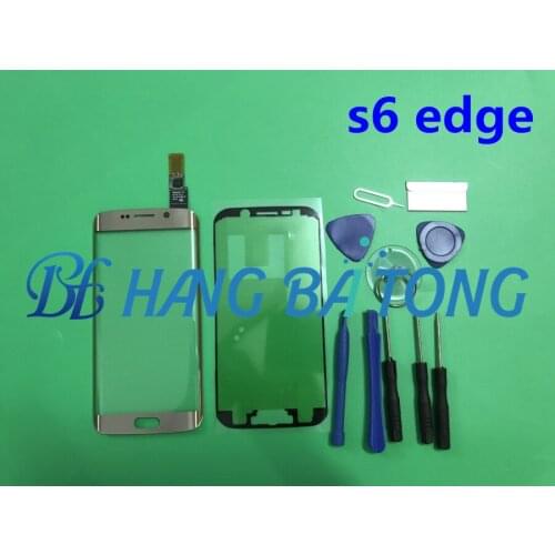 Original For Samsung s6 edge G925F G925A LCD display outer touch panel screen glass replacement Front Glass Lens+Stickers+Tools