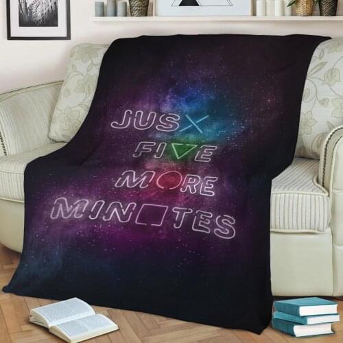 Just Five More Minutes Throw Blanket Print on Sherpa Blankets Soft for Sofa Customized DIY Plush Thin Quilt