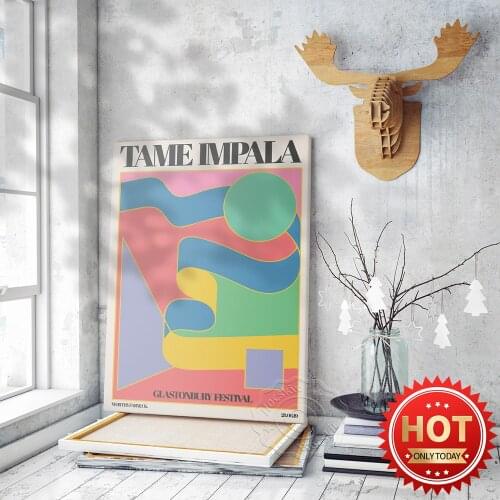 Tame Impala Glastonbury Festival Poster, Tame Impala Abtract Vintage Art Prints, Colorful Geometry Home Decor Wall Picture, Gift
