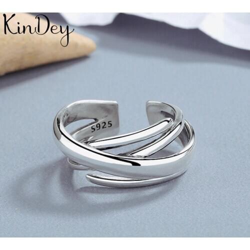 Luxury Brand Silver Color Irregular Chains Rings for Women Antique Rings Wedding Jewelry Valentines Gifts