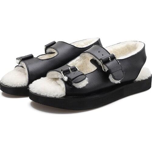 Fashion Womens Sandals Real Quality Wool Shoes Anti Skid And Wear-Resistant Sole Flat Bottomed Shoes In Summer