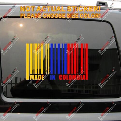 Made in Colombia Barcode Flag Decal Sticker Car Vinyl no bkgrd pick size