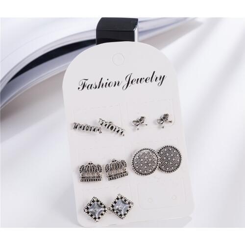 HOCOLE Vintage Stud Earring Set Punk Geometric Small Stud Earrings For Women Ear pendientes mujer moda 2019 oorbellen Brincos