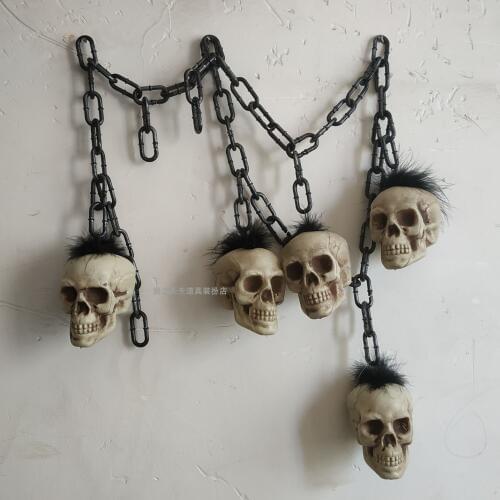 Skull head string halloween party tattoo shop bar Haunted house escape decoration
