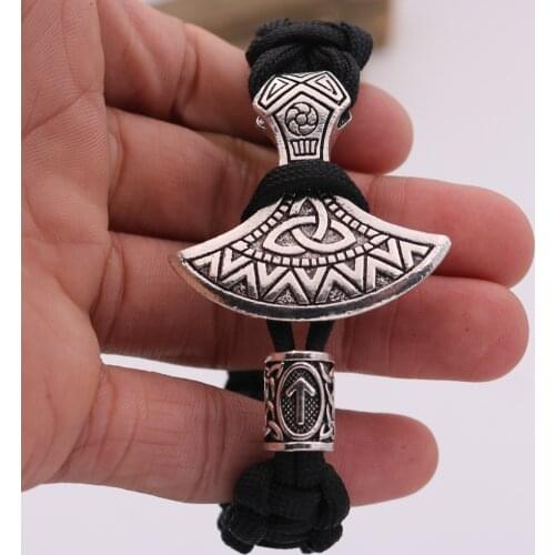 Slavic Perun Axe Kolovrat Trinity Viking Runic Bracelet Paracord Amulet Beads Hand Made Rope Bangles Gift Jewelry Wholesale