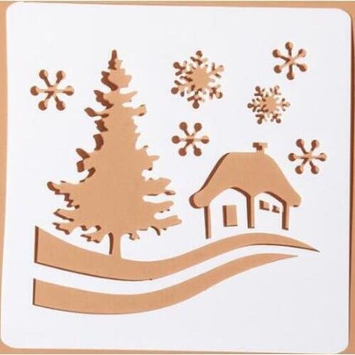 Stencil Christmas Layering Walls Painting Template Scrapbooking Bullet Journal Decor Embossing Office School Supplies Reusable