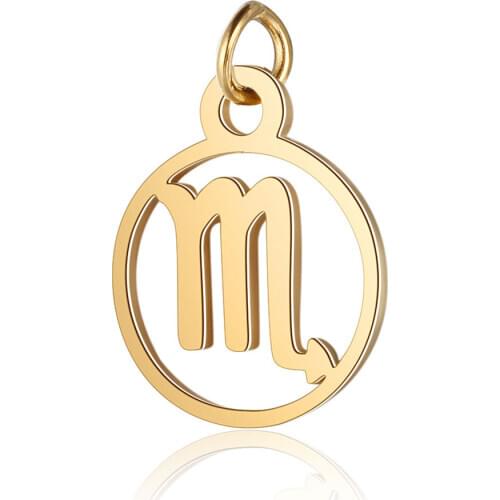 BULK 10 Stainless Steel Jewelry Pendant or Charm 12 Round Zodiac Sign Charm Horoscope Symbol Birthday Disc Pendant Constellation