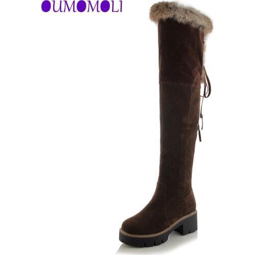 2020 Winter Autumn New Faux fur Knight Knee Boots Women Fashion Square heel shoes Ankle boots size 34-43 x705