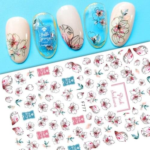 1 Pc Attractive Nail Art Decorations Japanese Anime Floral Art Design Nail Stickers Nail Stickers DIY Flowers Sticker