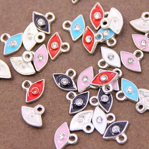 10pcs 10*8mm Colored enamel Evil Eye Bracelet Earring Charms Connector Findings Moon Star Eardrops Make Jewelry Accessory