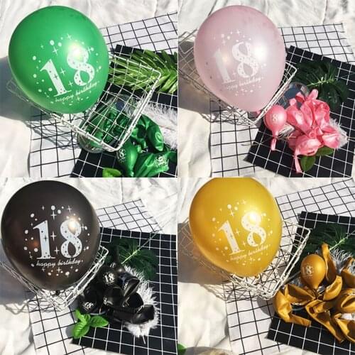 10pcs 18th Birthday Latex Balloons Birthday Party Decorations for Adult Happy Birthday Star Air Balloons Anniversary Decoration