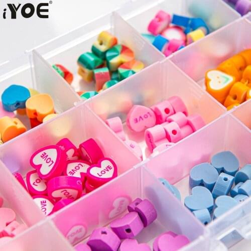 15Grid Polymer Clay Heart Beads Multicolor Love Clay Beads Loose Spacer Beads Kit For Jewelry Making DIY Bracelet Necklace Set