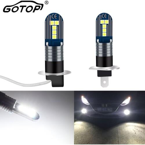 2pcs H1 H3 LED Bulb Super Bright 10 3030SMD Car Fog Lights DC 12V 6000K Running Light Auto Fog Lamp Day Running Light