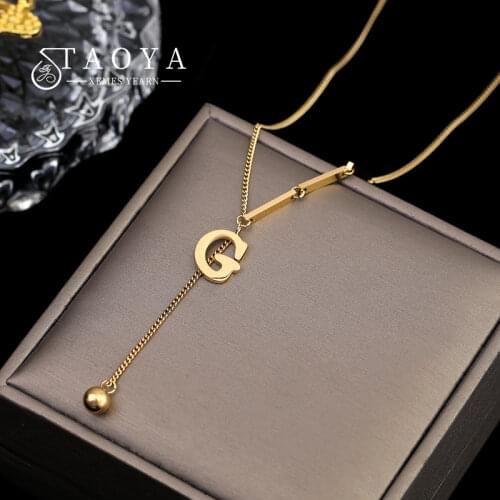 2021 Classic G-Letter Tassel Titanium Steel Necklace For Woman Korean Fashion Jewelry Gothic Party Girls Sexy Clavicle Chain