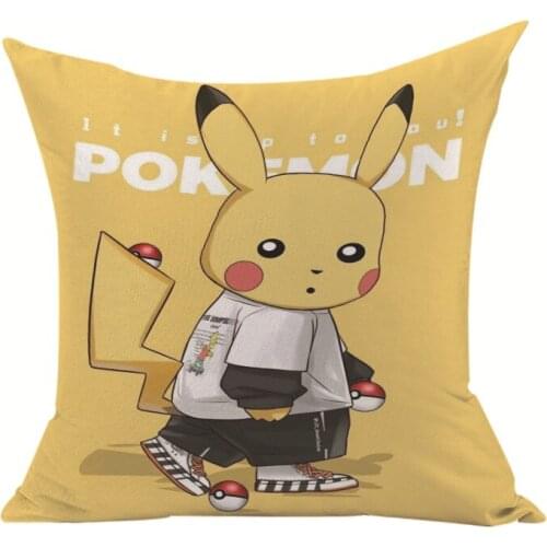 2021 Pokemon Pikachu Polyester Pure Cotton Cartoon Pillowcase Decorative for Sofa Car Home Decor Pillow Cover 45x45cm