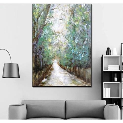 Abstract Forest with long Path Canvas Painting Modern Landscape Posters and Prints Wall Art Pictures For Living Room home Decor