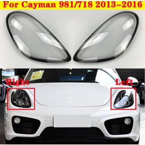 Car Light Caps Transparent Lampshade Front Headlight Cover Glass Lens Shell Cover For Porsche Cayman 981/718 2013-2016