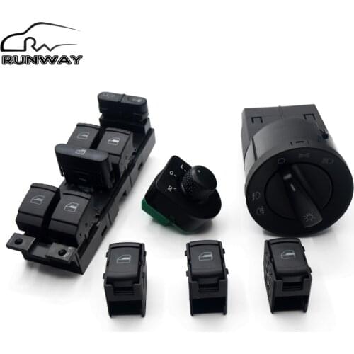 Free shipping! New Power Master Mirror Window Headlight Switch Button For Volkswagen VW JETTA GOLF MK4 BORA A4 POLO BEETLE SET