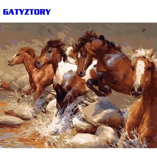 Frameless Picture Running Horse Animals Diy Painting By Numbers Kits Acrylic Paint On Canvas Unique Gift For Home Decor 40x50cm