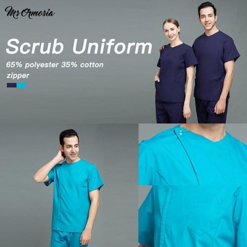 New Zipper Beauty Salon Care Set High Quality Nurse Accessories Summer Breathable Scrub Clothes Fashion Workwear Short Sleeve