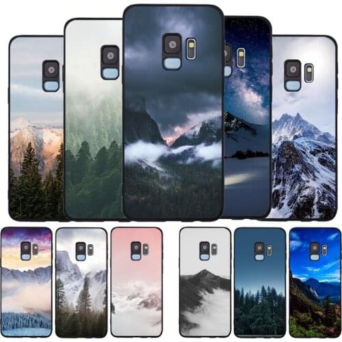 Mountain Forest Clouds black Soft phone Case For Samsung S20 S10 S9 S8 S7 edge Plus Lite Note 8 9 10 A6 A7 A8 A9 2018 Cover
