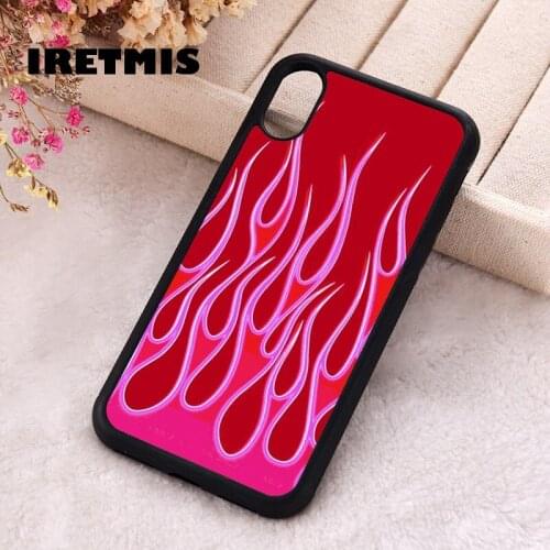 Iretmis 5 5S SE 2020 Phone Cover Cases for iPhone 6 6S 7 8 Plus X Xs Max XR 11 12 MINI Pro Rubber Silicone Pink Flames