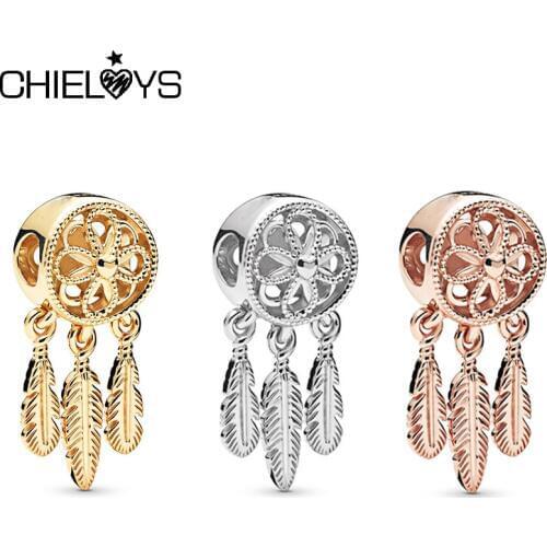 CHIELOYS 2pcs/lot Fashion Hollow Dreamcatcher Pendant Charm Beads Fits Brand Bracelet&Necklace For Women Making Jewelry Gift