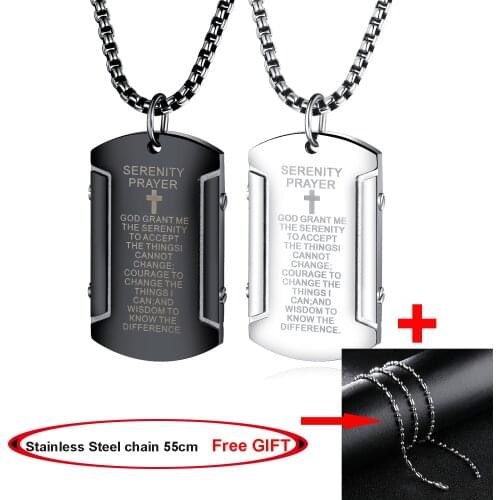 Cyue New Mens Stainless Steel Pendant Charm Trend Cross Necklace Military Brand With Retro Scripture