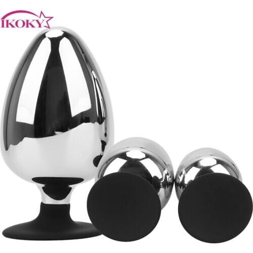 IKOKY Anus Dilator Anal Dildo Prostate Massager Smooth Metal Butt Plug Sex Toys For Women Men Extra Big Diameter Anal Plug