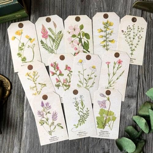 KSCRAFT 12pcs Retro Plant Paper Tags for DIY Junk Journal Planner Scrapbook Album Paper Crafts