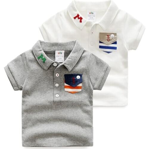 2021 Summer Childrens Clothing Baby Candy Color Turn Down Collar Cartoon Character Kids Boy Car Short Sleeve Cotton T-Shirt