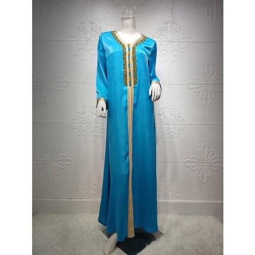 Muslim Dubai Trend Dress for Women Ramadan Eid Diamond New Ribbon Jalabiya Moroccan Kaftan Arabic Middle East Islamic Clothing