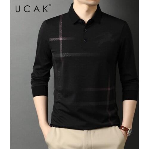 UCAK Brand Classic Turn-down Collar Striped T Shirt Men Clothes Autumn New Arrivals Casual Streetwear Long Sleeve T-Shirts U5739