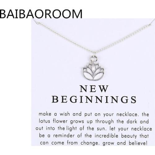 12pcs Reminders New Beginnings Rising Lotus Pendant Necklace For Women Jewerly
